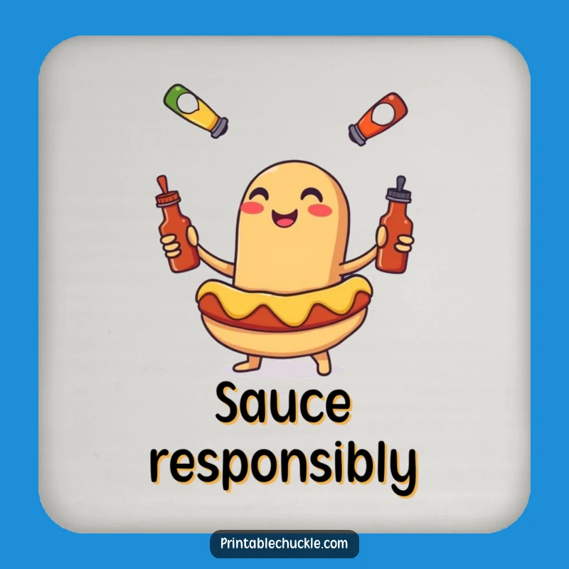 Funny Hot Dog Juggling Coaster - Protect Surfaces with Flair