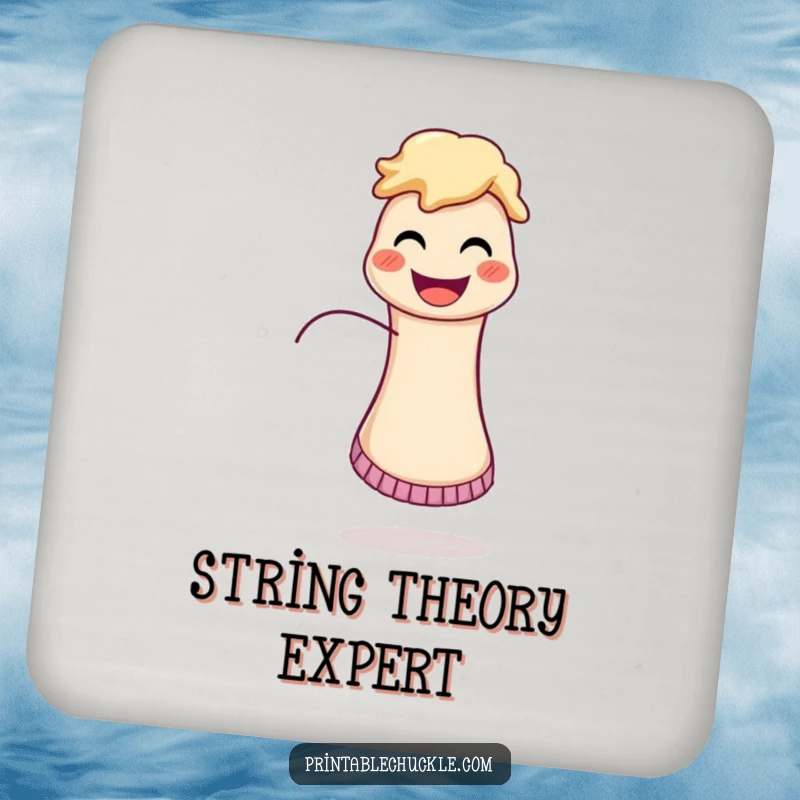 Funny drink coasters featuring a happy sock puppet with its string comically loose, adding playful charm.