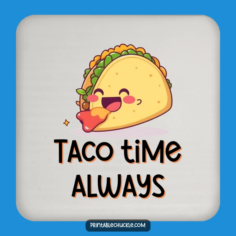 Funny Taco Devouring Taco Drink Coaster, Foodie Table Gift
