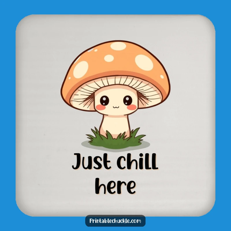 Funny Shy Mushroom Hat Coaster - Protect Surfaces with Fungi Flair!