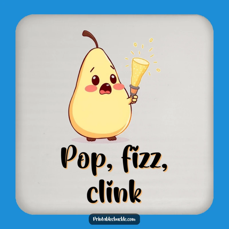Funny Pear Champagne Surprise Coaster: Protect Surfaces with Hilarious Art