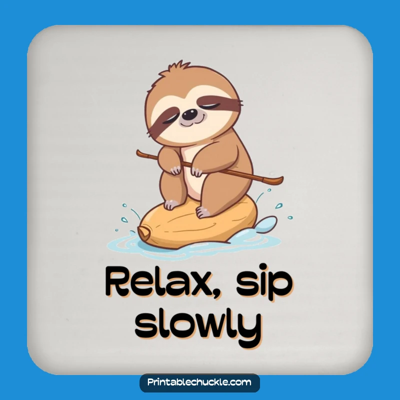 Funny Sloth Skiing Coaster: Protect Surfaces with Hilarious Art