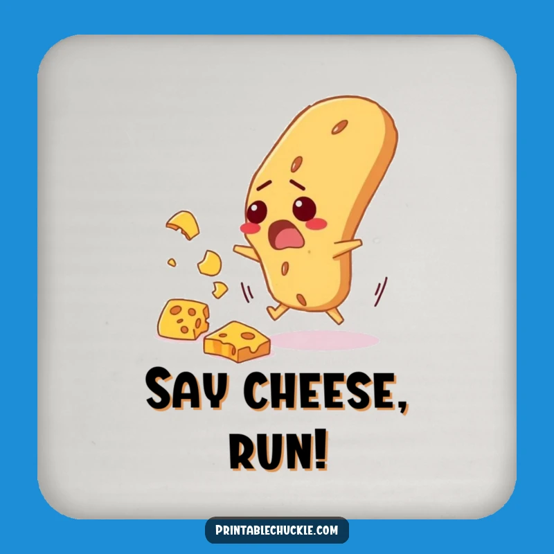 Funny Baguette Cheese Dodge Coaster: Protect Surfaces with Startled Bread, Humorous Gift