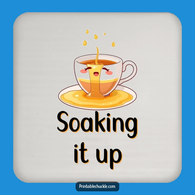 Funny Teacup Spill Coaster: Protects Surfaces with Humor, Gift
