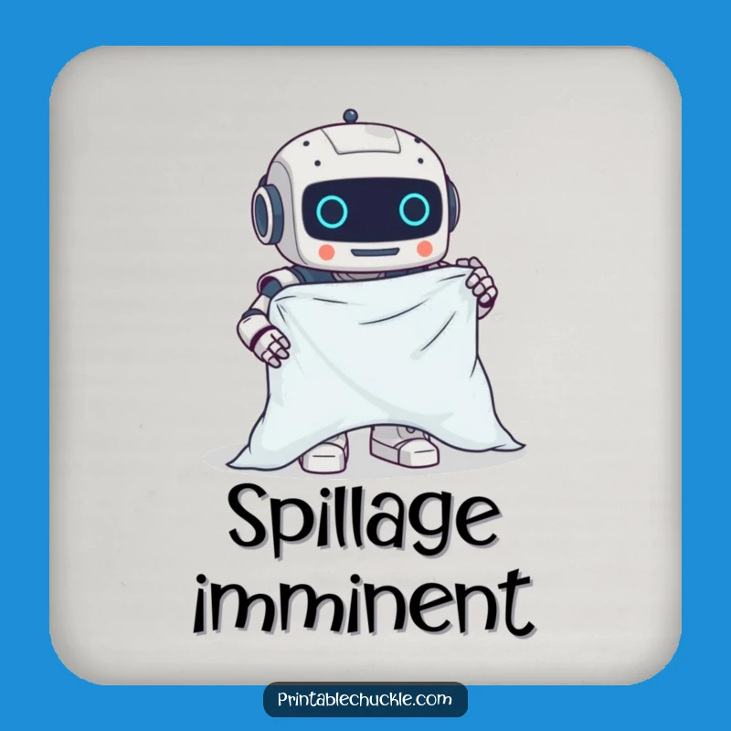 Funny Clumsy Robot Fitted Sheet Coaster - Chore Humor Protector, Perfect Funny Gift