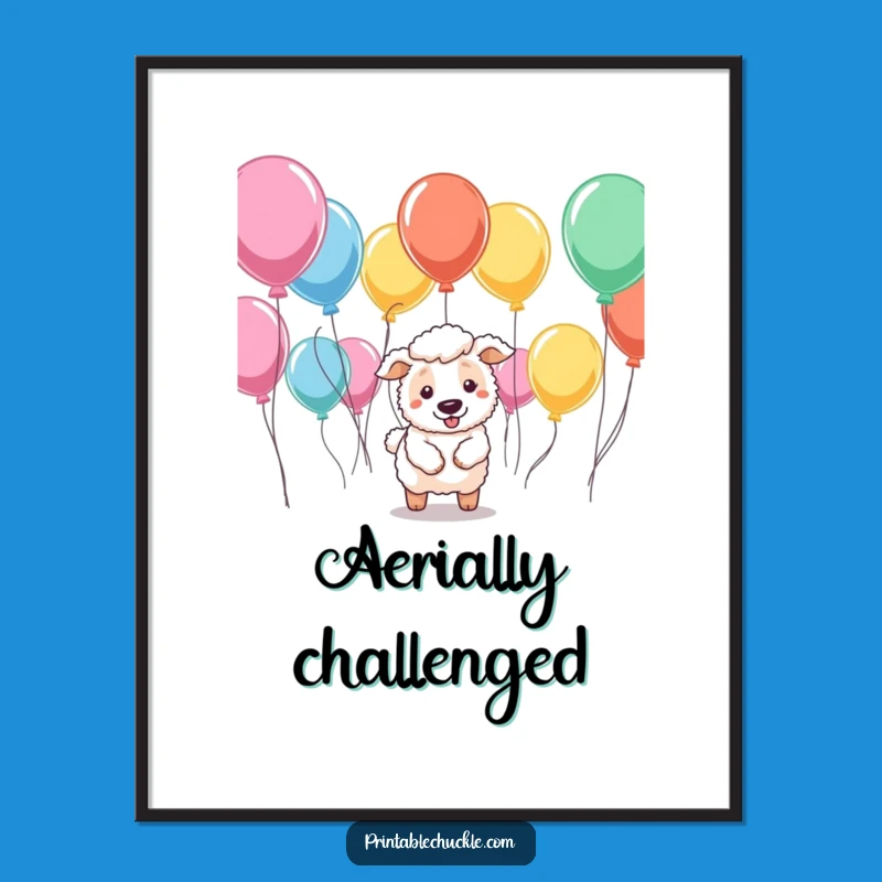 Funny Sheepdog Balloon Poster: Whimsical Herding Art, Perfect Funny Gift for Walls