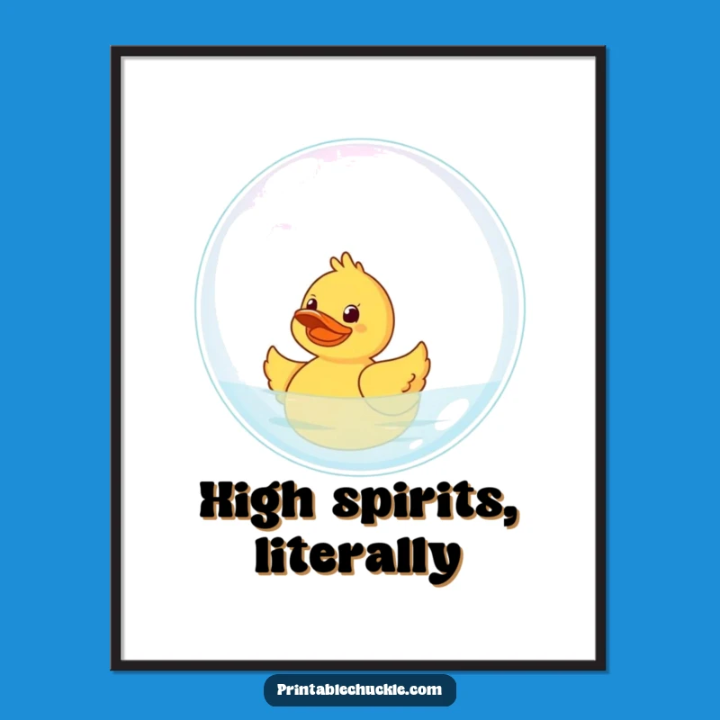 Funny Duck Bubble Poster: Whimsical Bath Art, Unique Funny Gift Idea