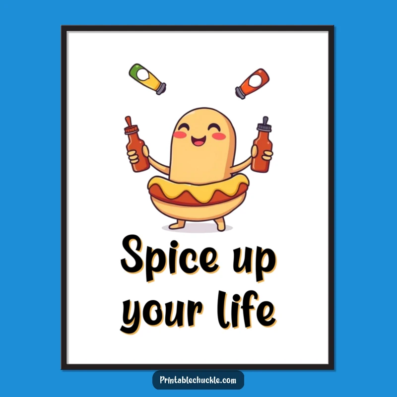 Funny Hot Dog Juggling Poster - Hilarious Food Art Decor