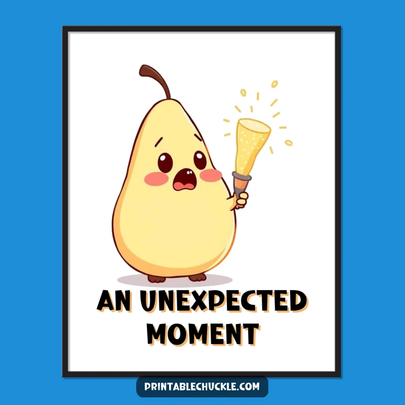 Funny Pear Champagne Surprise Poster: Hilarious Art for Your Walls