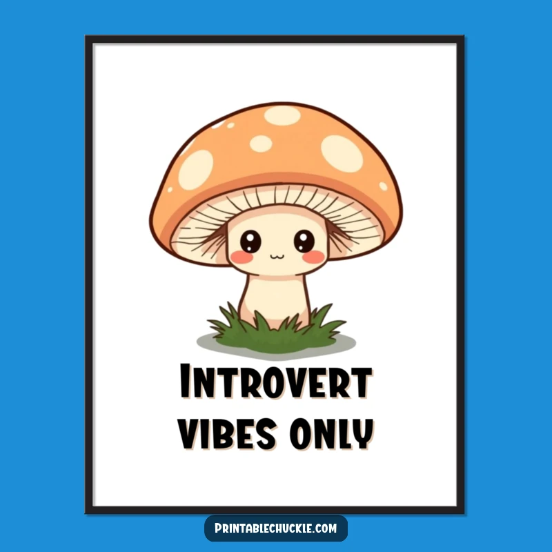 Funny Shy Mushroom Hat Poster - Whimsical Fungi Art for Your Walls!