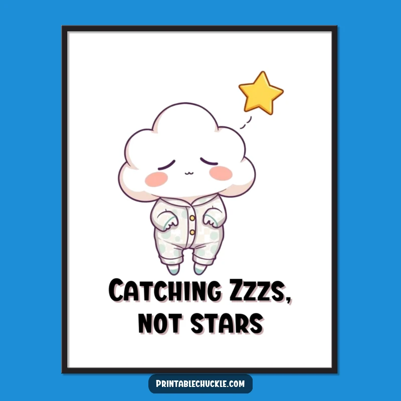 Funny Sleepy Cloud Poster: Bring Hilarious Dreamy Art to Your Walls