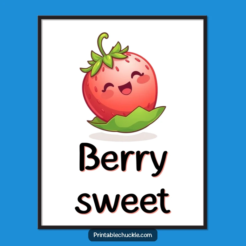 Funny Strawberry Floating Poster - Bring Cheerful Fruit Art to Your Walls!