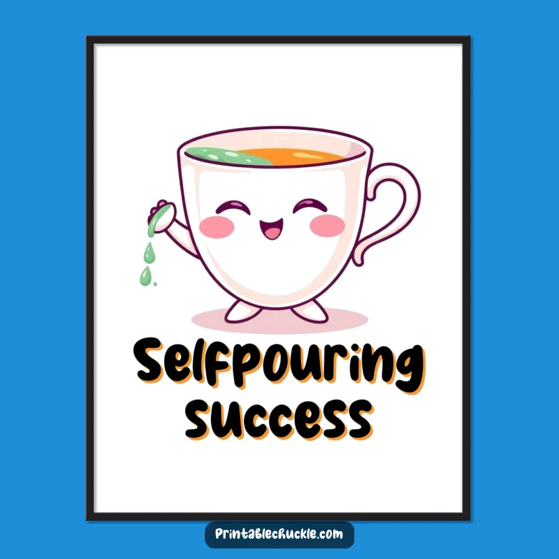 Funny Teacup Art Poster: Brighten Your Walls with Whimsical, Humorous Decor