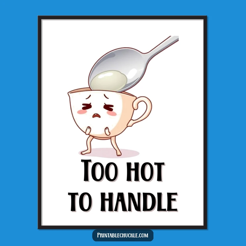 Funny Teacup Poster: Comical Kitchen Drama Art Print