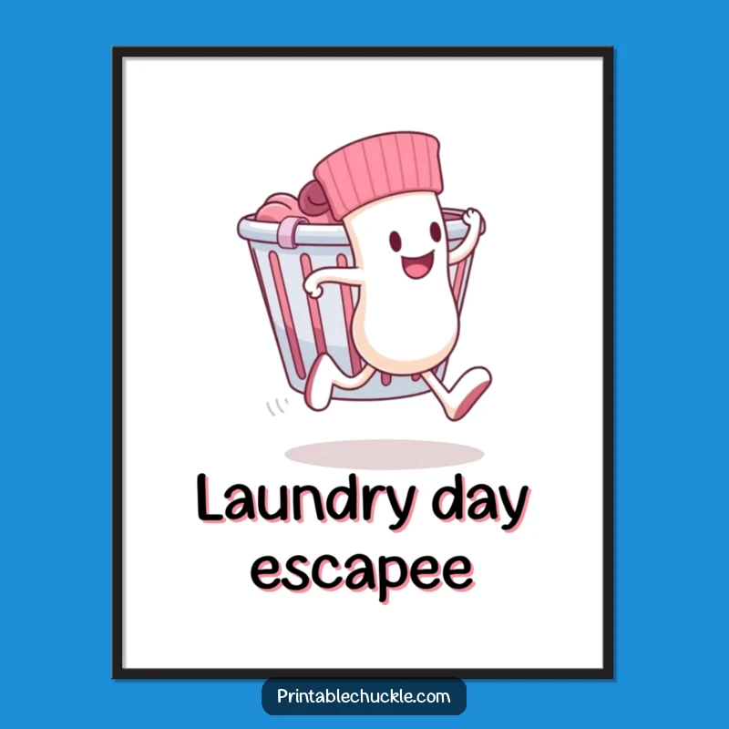 Funny Wall Art: Sock Escapes Laundry Basket Poster - Humorous Decor