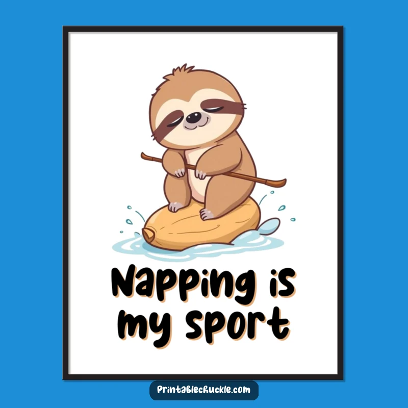 Funny Sloth Skiing Poster: Hilarious Wall Art for Slow Living