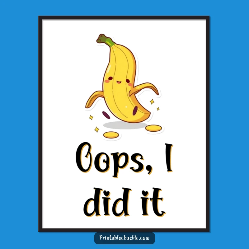 Funny Banana Peel Pratfall Poster: Dramatic Slipping Cartoon Art, Hilarious Wall Decor Gift