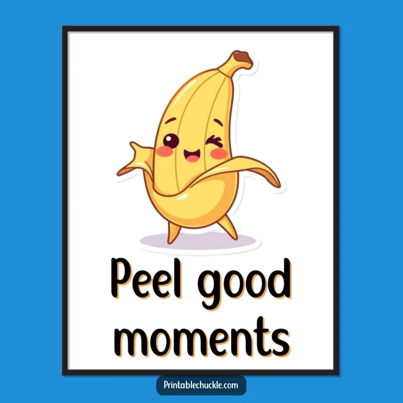 Funny Banana Slip Smile Poster: Playful Character Art Print