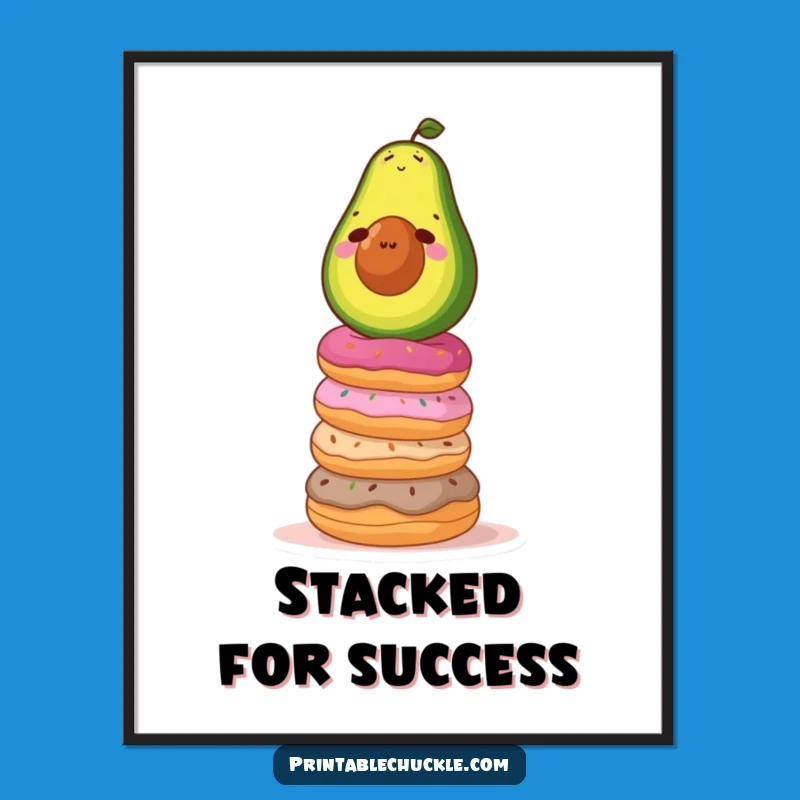 Funny Avocado Donut Balance Poster: Hilarious Wall Art for Your Space