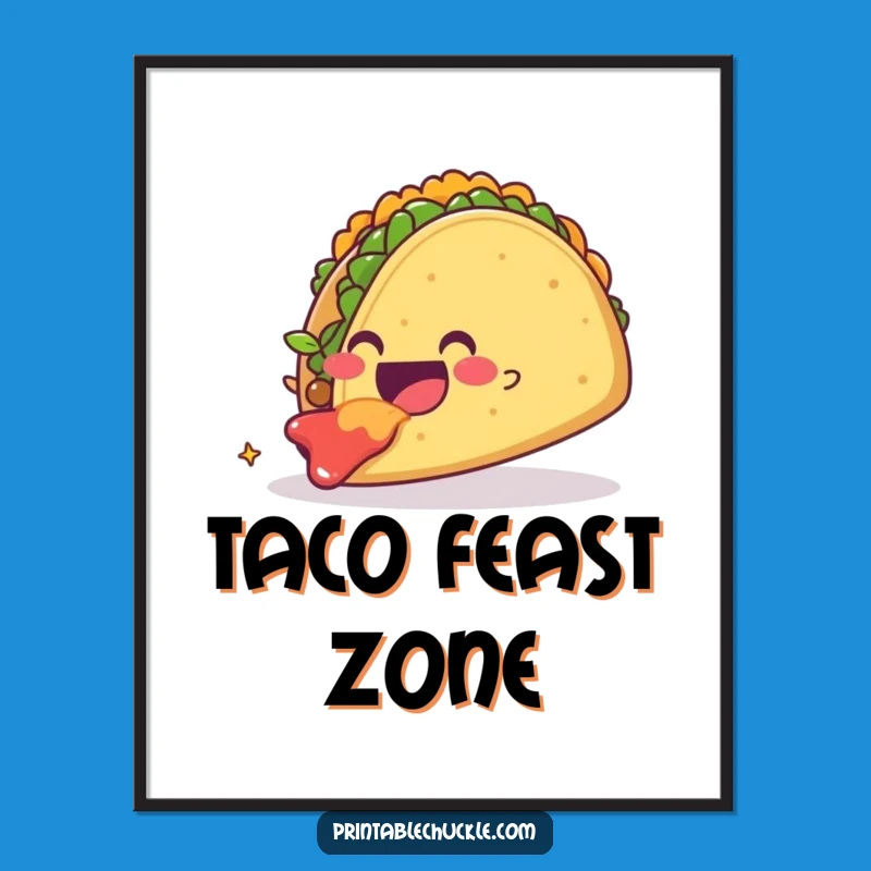 Funny Taco Devouring Taco Art Print, Foodie Glee Decor Gift