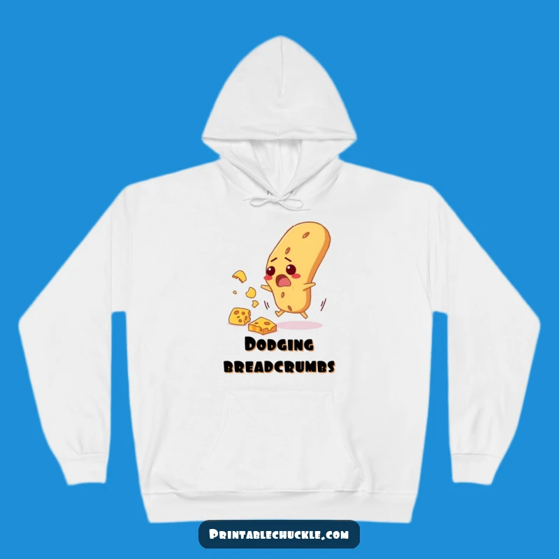 Funny Baguette Cheese Dodge Hoodie: Cozy Warmth with Startled Bread and Falling Cheese, Humorous Gift