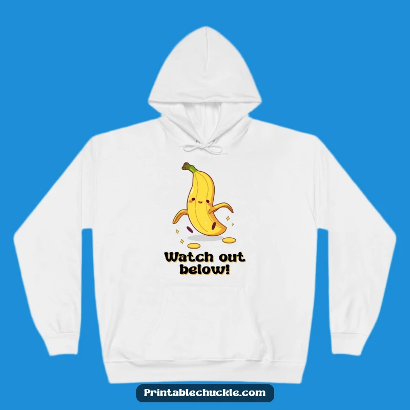 Funny Banana Peel Pratfall Hoodie: Cozy, Humorous Slipping Cartoon Wear, Perfect Gift