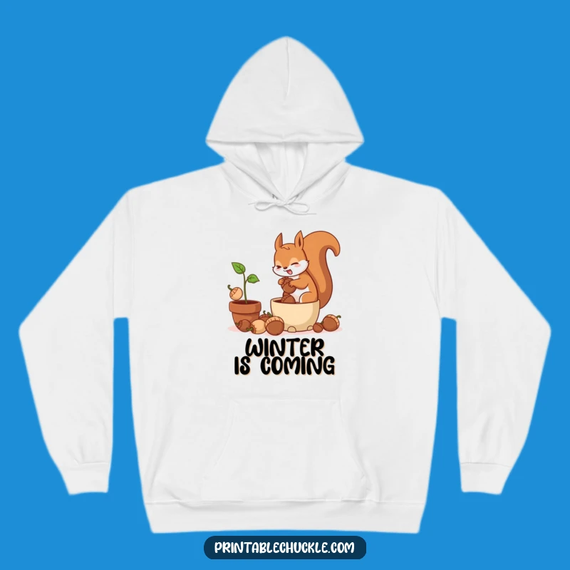 Funny Frantic Squirrel Potted Plant Hoodie - Cozy Nutty Sweatshirt, Perfect Funny Gift