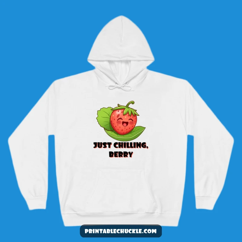 Funny Strawberry Leaf Hoodie: Cozy & Cute Floating Fruit Design, Best Warm Gift