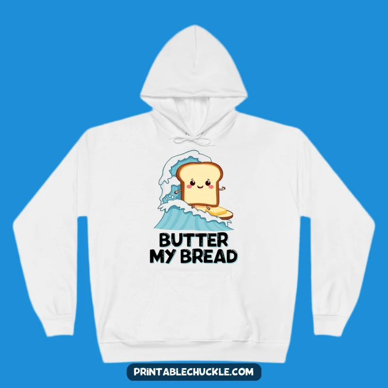 Funny Surfing Toast Hoodie, Cozy Breakfast Buddy Funny Gift Apparel