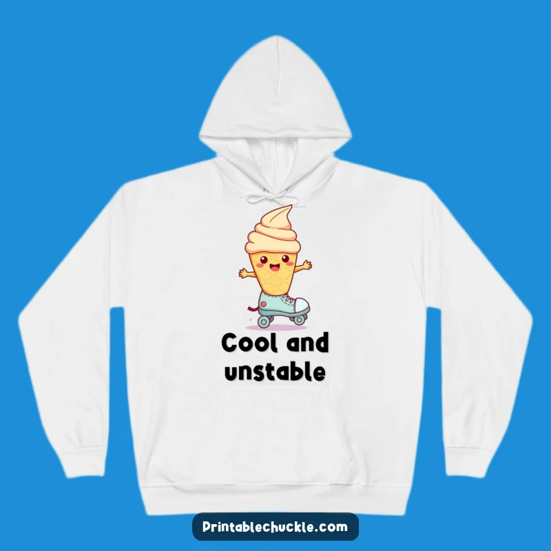 Funny Wobbly Ice Cream Roller Skate Hoodie - Cozy Dessert Sweatshirt, Ideal Funny Gift