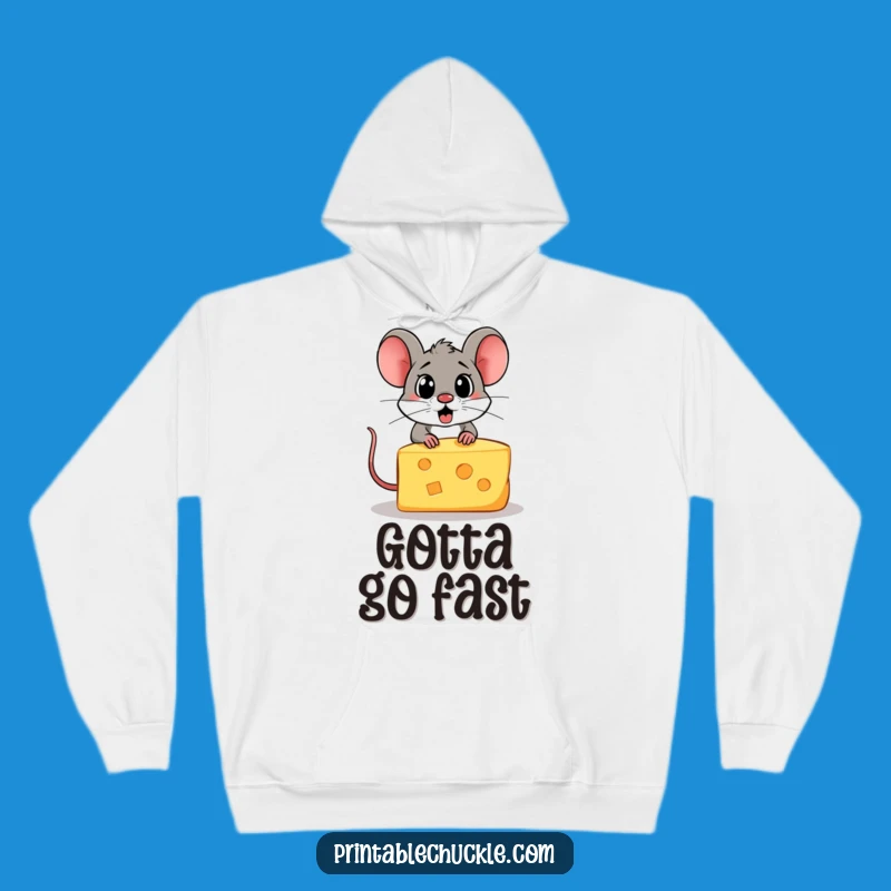 Funny Mouse Chasing Cheese Hoodie: Cozy Chase, Hilarious Comfort, Gift