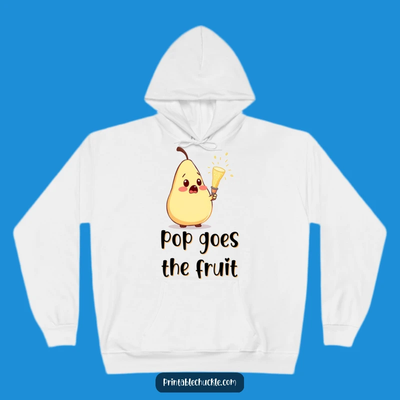Funny Pear Champagne Surprise Hoodie: Cozy Up with Hilarious Excitement
