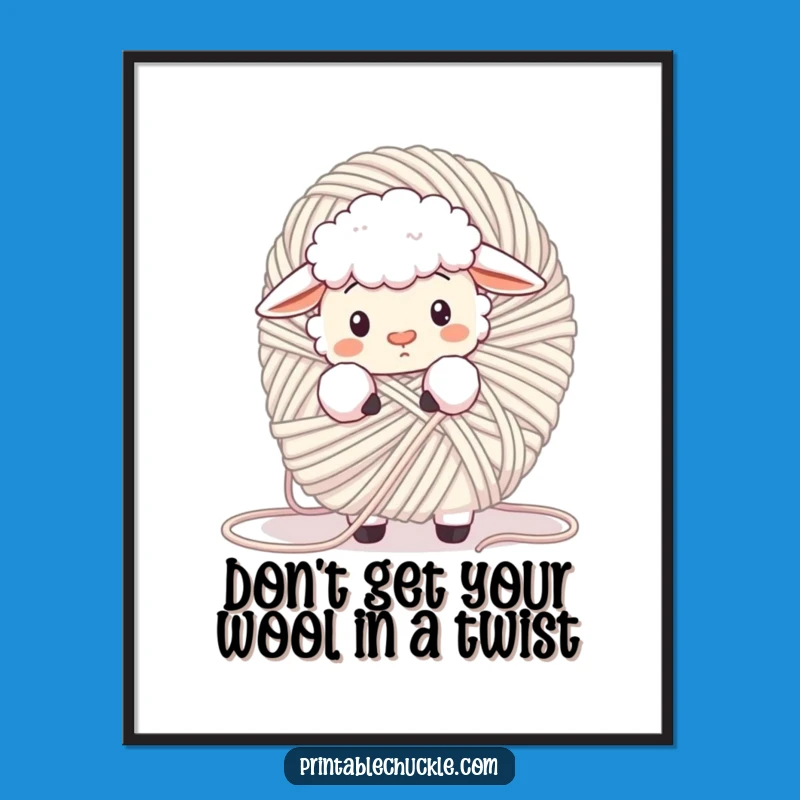 Free Printable Sheep Wall Art: Confused Yarn Tangle for Cozy Decor
