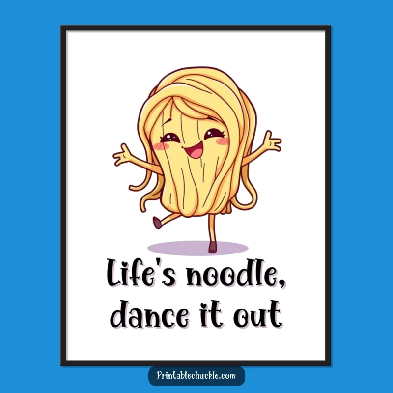 Free Printable Wall Art: Dancing Spaghetti, Funny Noodle Decor, Downloadable Art