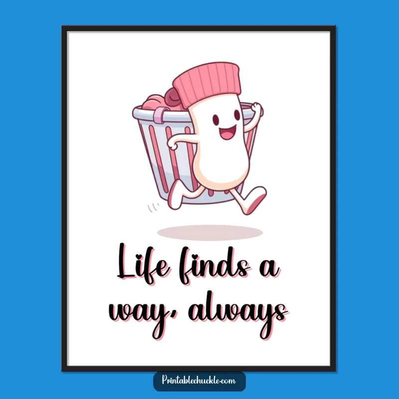 Free Printable Wall Art: Runaway Sock Escaping Laundry Humorous Downloadable Decor