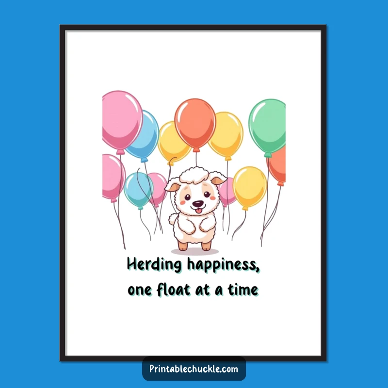 Funny Free Printable Wall Art: Balloon Herding Dog, Hilarious DIY Downloadable Art for Decor