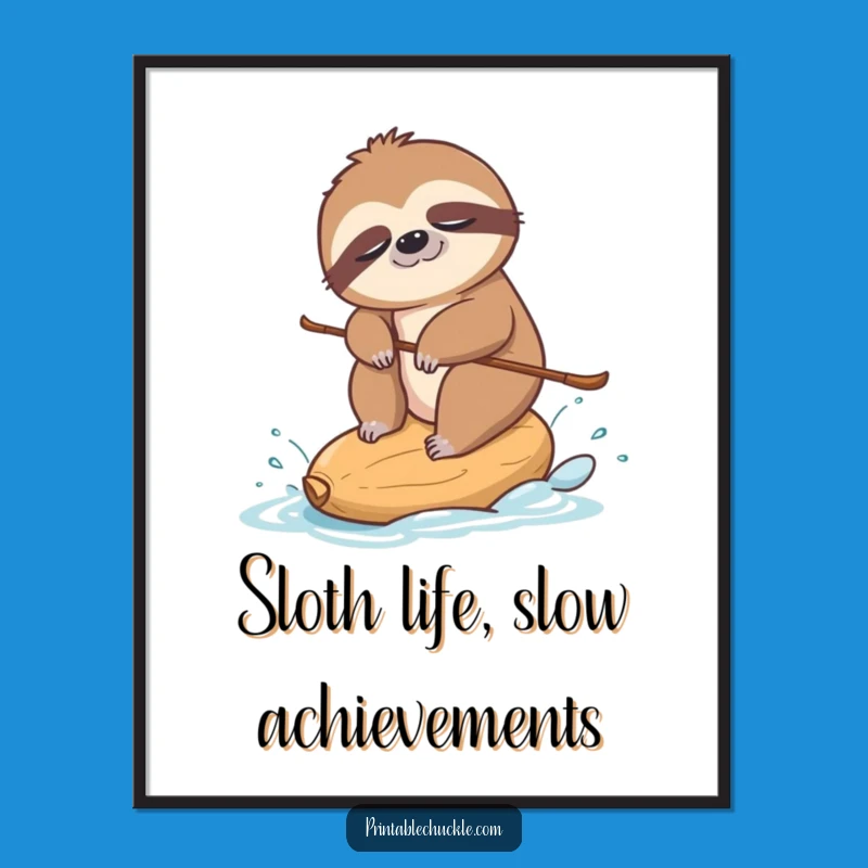 Funny Free Printable Wall Art: Sloth Water Skiing on Cashew - Downloadable Decor