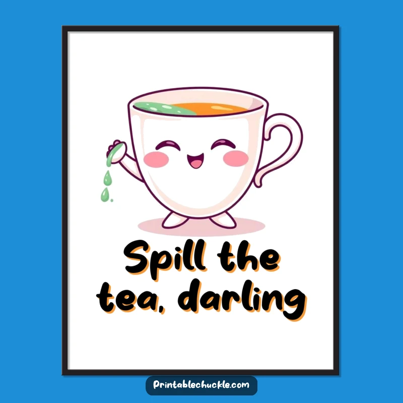 Funny Free Printable Wall Art: Teacup Morning Brew, Quirky DIY Downloadable Decor