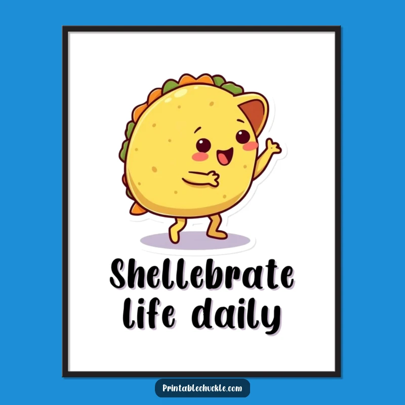 Funny Free Printable Wall Art: Tripping Taco - Humorous Downloadable Decor