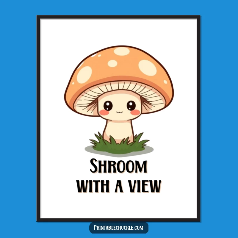 Free Printable Wall Art: Shy Mushroom, Quirky Hat, Whimsical Decor, Download Now