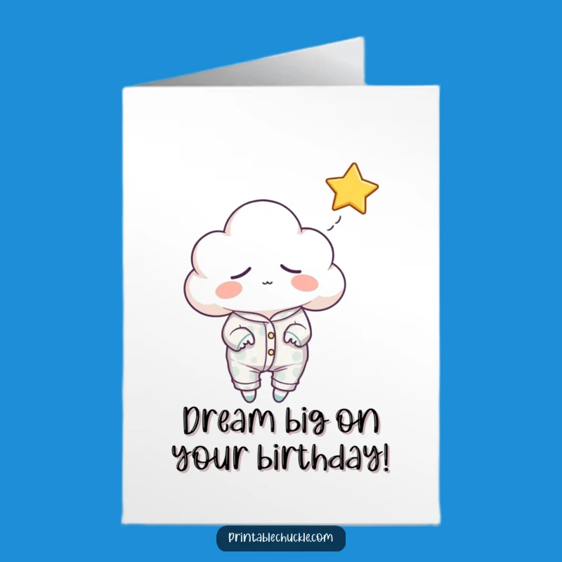Free Printable Birthday Card: Sleepy Cloud Catching Dreams DIY Gift