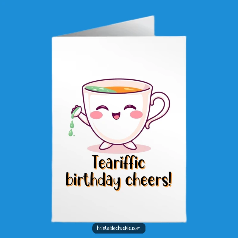 Free Printable Birthday Card: Funny Teacup Pours Itself, DIY Downloadable Gift