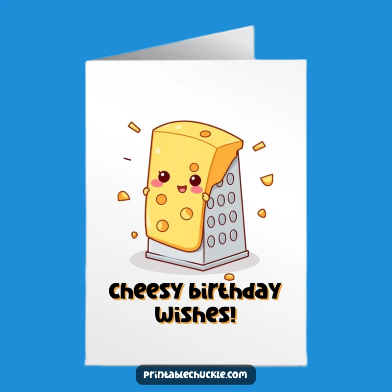 Free Printable Birthday Card: Grater Mishap Cheese, Funny Downloadable Gift for Cheese Lovers