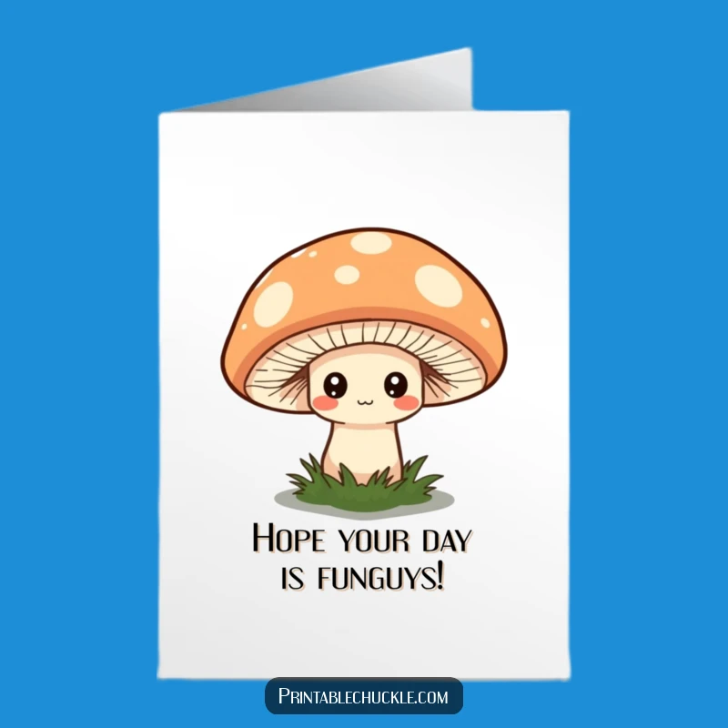 Free Printable Birthday Card: Shy Mushroom, Quirky Hat, Funny Surprise Gift