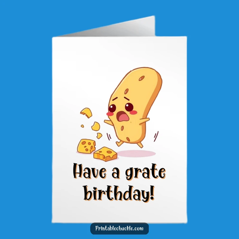 Free Printable Birthday: Funny Baguette & Cheese, Humorous Downloadable Card