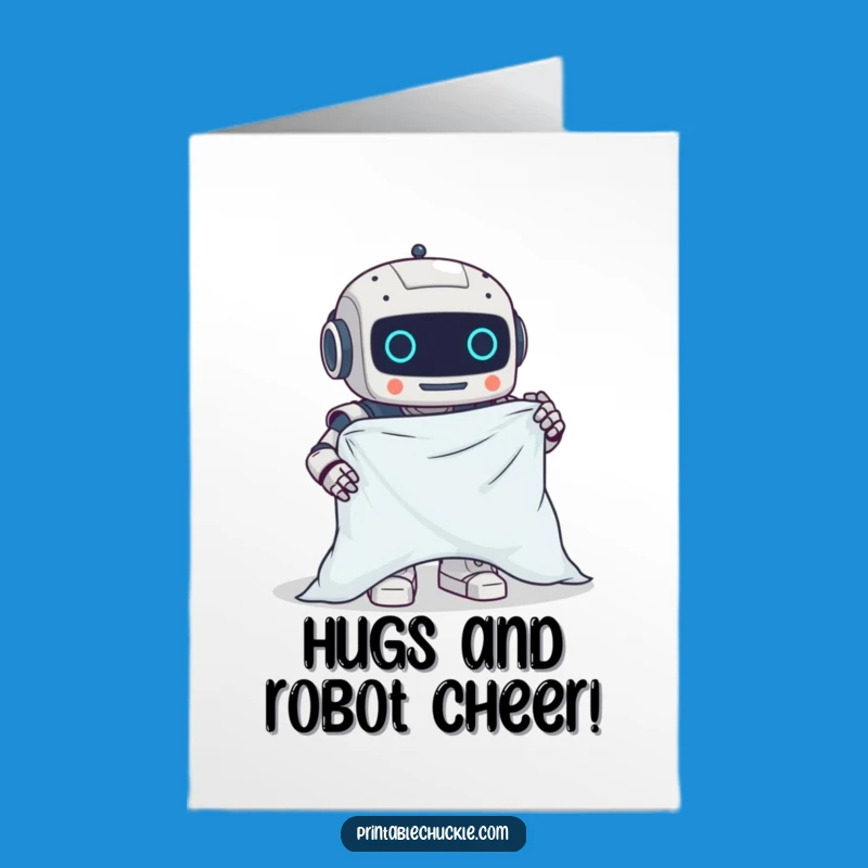 Free Printable Funny Birthday Card: Clumsy Robot Sheet Folding Chaos Gift