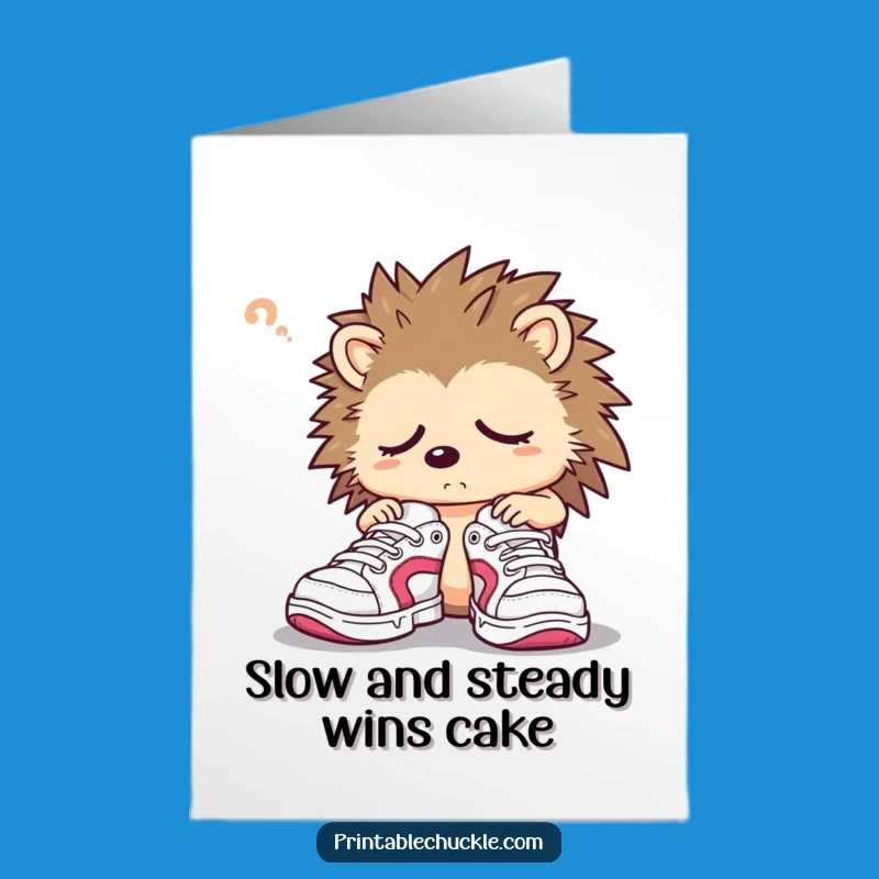 Free Printable Sleepy Hedgehog Birthday Card: Funny Downloadable Gift for Clumsy Celebrations