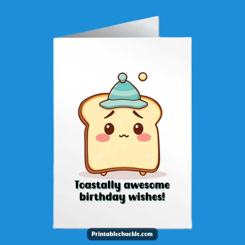 Free Printable Birthday Card: Bewildered Toast with Hat, Funny Downloadable Gift