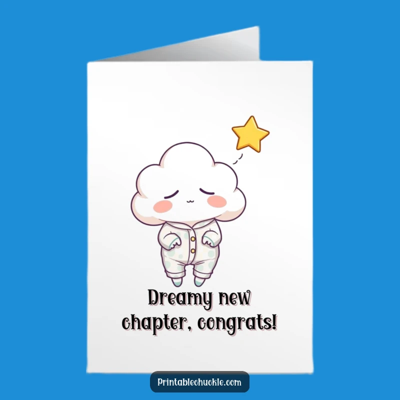 Free Printable Congrats Card: Sleepy Cloud's Starry Achievement!