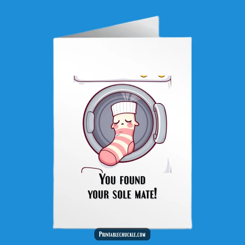 Free Printable Congrats Card: Sock Escapes Laundry Pile Humor